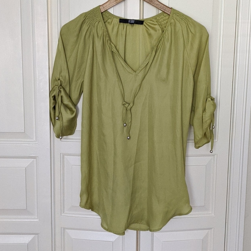 BEDO green blouse with silver beads